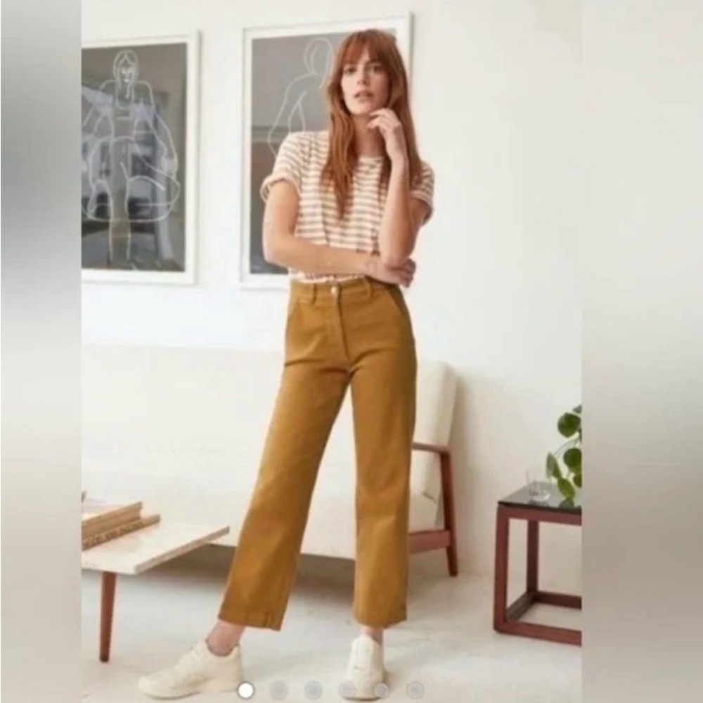 Everlane straight leg cropped hi rise cocoa jeans